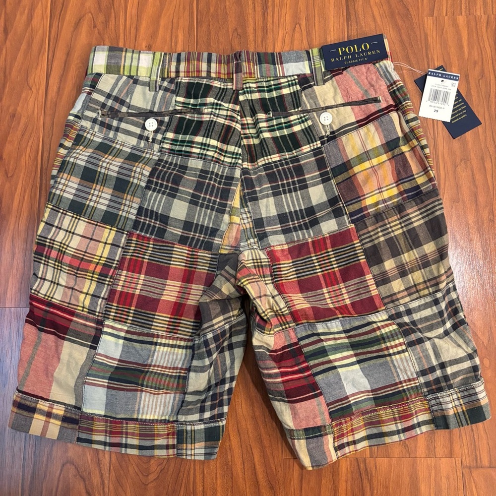 Ralph Lauren Madras Plaid Flat Front 9 inch Shorts Mens Size 29 - Picture 6 of 6